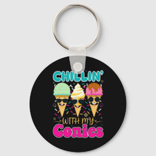 Chillin With My Conies Retro Ice Cream Summer Key Ring