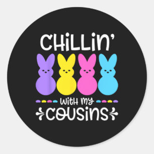 Chillin With My Cousins Colourful Bunnies Easter G Classic Round Sticker