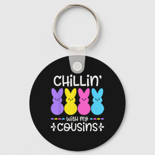 Chillin With My Cousins Colourful Bunnies Easter G Key Ring