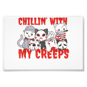 Chillin With My Creeps Cat Horror Killer Halloween Photo Print