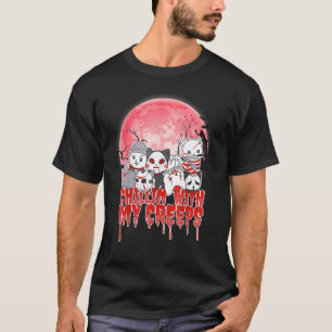 Chillin With My Creeps Cat Horror Serial Killer Ha T-Shirt