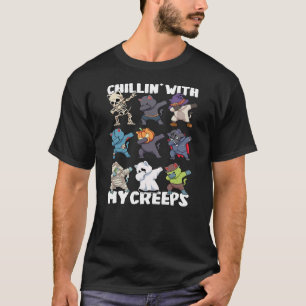 Chillin' with my Creeps Dabbing Spooky Cat Hallowe T-Shirt