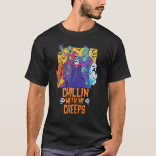 Chillin With My Creeps Funny Halloween Zombie T-Shirt