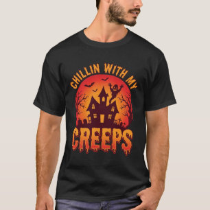 Chillin With My Creeps Halloween T-Shirt Design_1