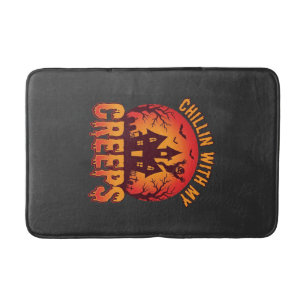 Chillin With My Creeps Halloween T-Shirt Design_1 Bath Mat
