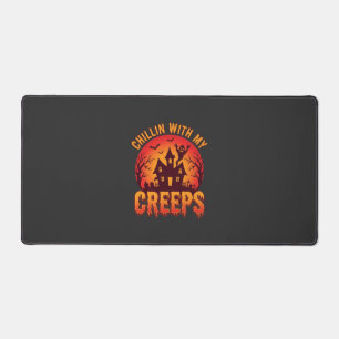Chillin With My Creeps Halloween T-Shirt Design_1 Desk Mat