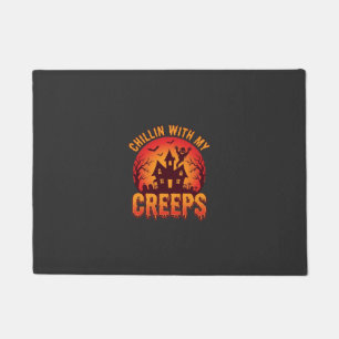 Chillin With My Creeps Halloween T-Shirt Design_1 Doormat