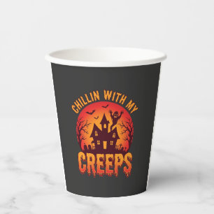 Chillin With My Creeps Halloween T-Shirt Design_1 Paper Cups