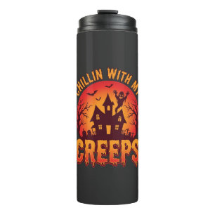 Chillin With My Creeps Halloween T-Shirt Design_1 Thermal Tumbler