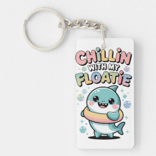 Chillin’ with My Floatie Shark Baby Kids Key Ring