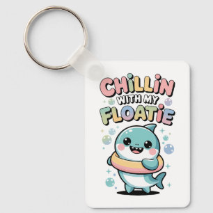 Chillin’ with My Floatie Shark Baby Kids Key Ring