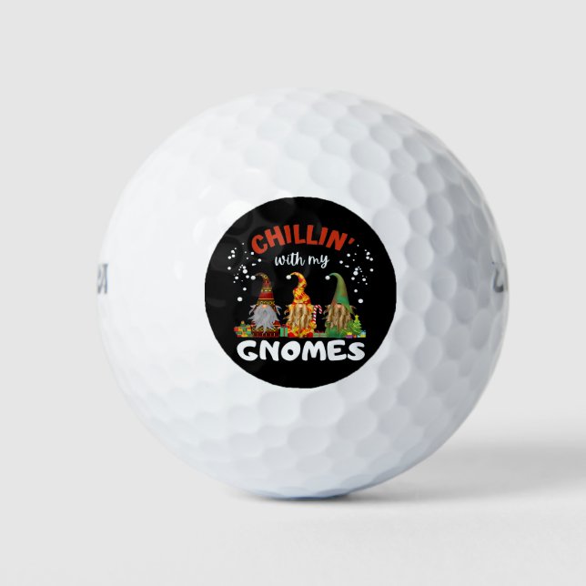 Chillin With My Gnomes Christmas Golf Balls (Front)