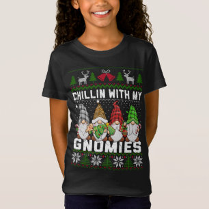 Chillin With My Gnomies Christmas Cute Gnomes Ugly T-Shirt