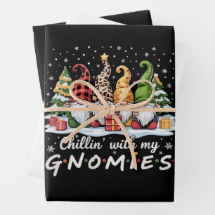 Chillin With My Gnomies Christmas Family Friend Wrapping Paper Sheet