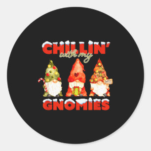 Chillin' With My Gnomies Christmas Matching Family Classic Round Sticker