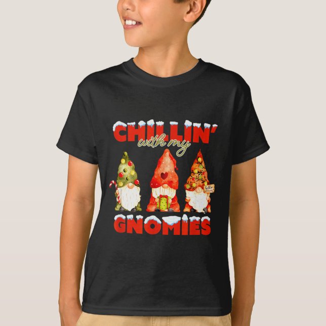 Chillin' With My Gnomies Christmas Matching Family T-Shirt (Front)