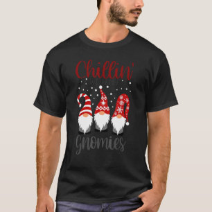 Chillin With My Gnomies Christmas Red Gnomes Plaid T-Shirt