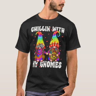 Chillin With My Gnomies Cute Peace Love Hippie Tie T-Shirt