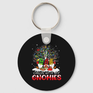 Chillin With My Gnomies Funny Christmas Family Fri Key Ring
