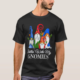 Chillin' With My Gnomies Leopard Buffalo Plaid Chr T-Shirt