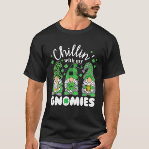 Chillin With My Gnomies Leopard Irish Gnome St Pat T-Shirt
