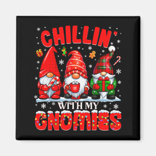 Chillin With My Gnomies Plaid Gnome Pjs Christmas Magnet