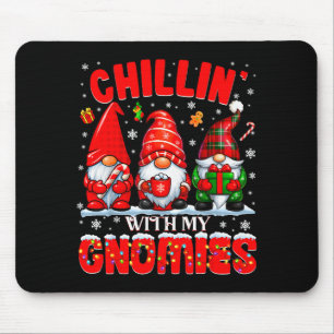 Chillin With My Gnomies Plaid Gnome Pjs Christmas Mouse Mat