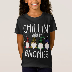 Chillin With My Gnomies Plaid Leopard Gnomes T-Shirt