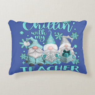 Chillin With My Gnomies Teacher Gnome Christmas Pa Decorative Cushion