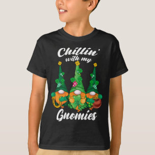 Chillin' With My Gnomies Three Gnomes Saint Patric T-Shirt