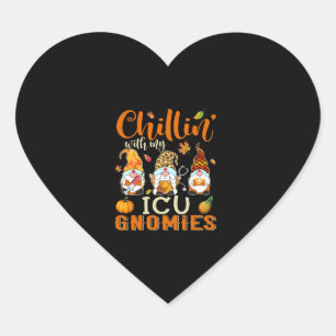 Chillin With My ICU Gnomies Nurse Gnome Thanksgivi Heart Sticker