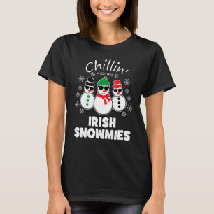 Chillin With My Irish Snowmies Funny Christmas T-Shirt