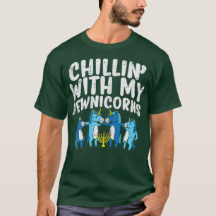 Chillin With My Jewnicorns Cute Hanukkah Chanukah  T-Shirt