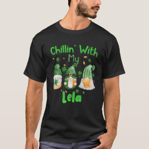Chillin With My Lela Green Plaid Gnomes St Patrick T-Shirt