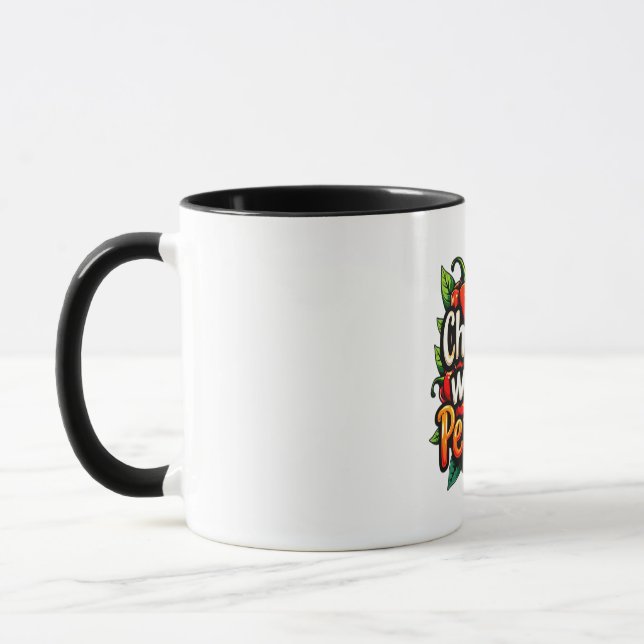 Chillin' with My Peppers - Colourful Chilli Graphi Mug (Left)