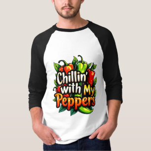 Chillin' with My Peppers - Colourful Chilli Graphi T-Shirt