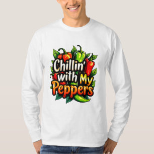 Chillin' with My Peppers - Colourful Chilli Graphi T-Shirt