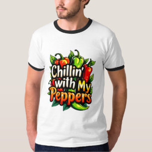 Chillin' with My Peppers - Colourful Chilli Graphi T-Shirt
