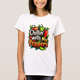 Chillin' with My Peppers - Colourful Chilli Graphi T-Shirt