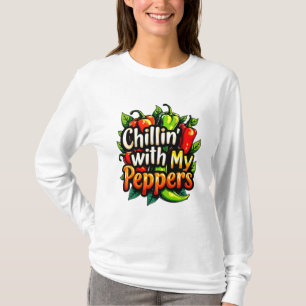 Chillin' with My Peppers - Colourful Chilli Graphi T-Shirt
