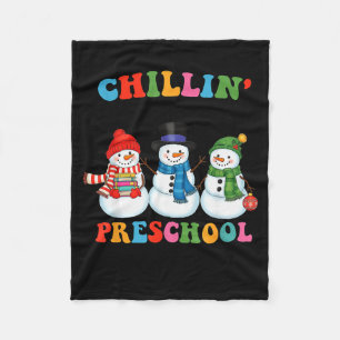 Chillin With My Preschool Snowmies Christmas Teach Fleece Blanket