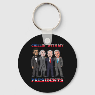 Chillin With My Presidents 4th Of July Patriotic U Key Ring