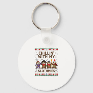 Chillin With My Slothmies Funny Sloth Ugly Christm Key Ring