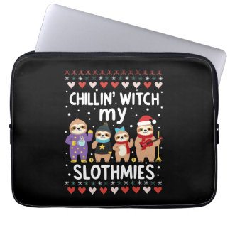 Chillin With My Slothmies Funny Sloth Ugly Christm Laptop Sleeve