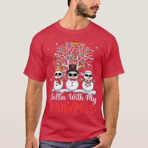Chillin With My Snowmies Funny Christmas Snowman L T-Shirt