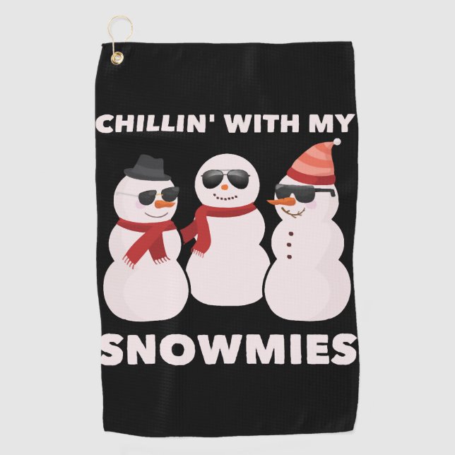 Chillin' With My Snowmies Golf Towel (Front)