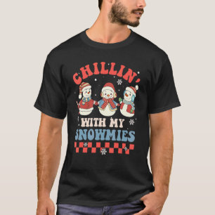 Chillin' With My Snowmies Groovy Retro Christmas X T-Shirt