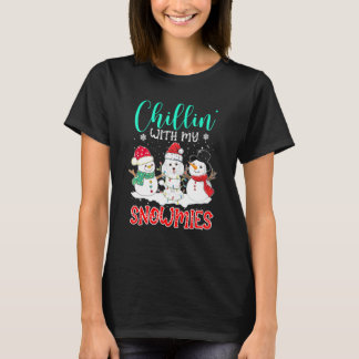 Chillin With My Snowmies Poodle Santa Christmas Tr T-Shirt