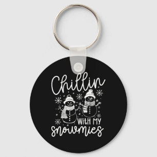 Chillin With My Snowmies Santa Snowman Funny Xmas Key Ring