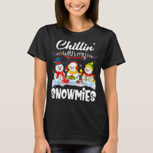 Chillin' With My Snowmies Santa Snowman Scarf Ligh T-Shirt
